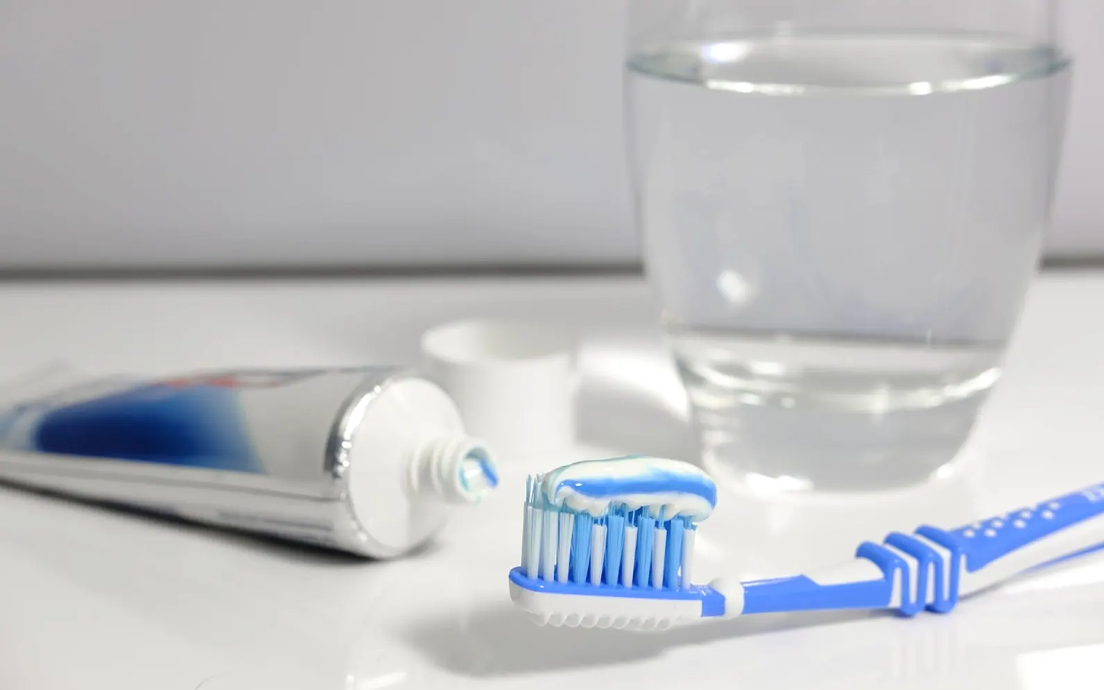 Toothpaste, toothbrush and brush teeth