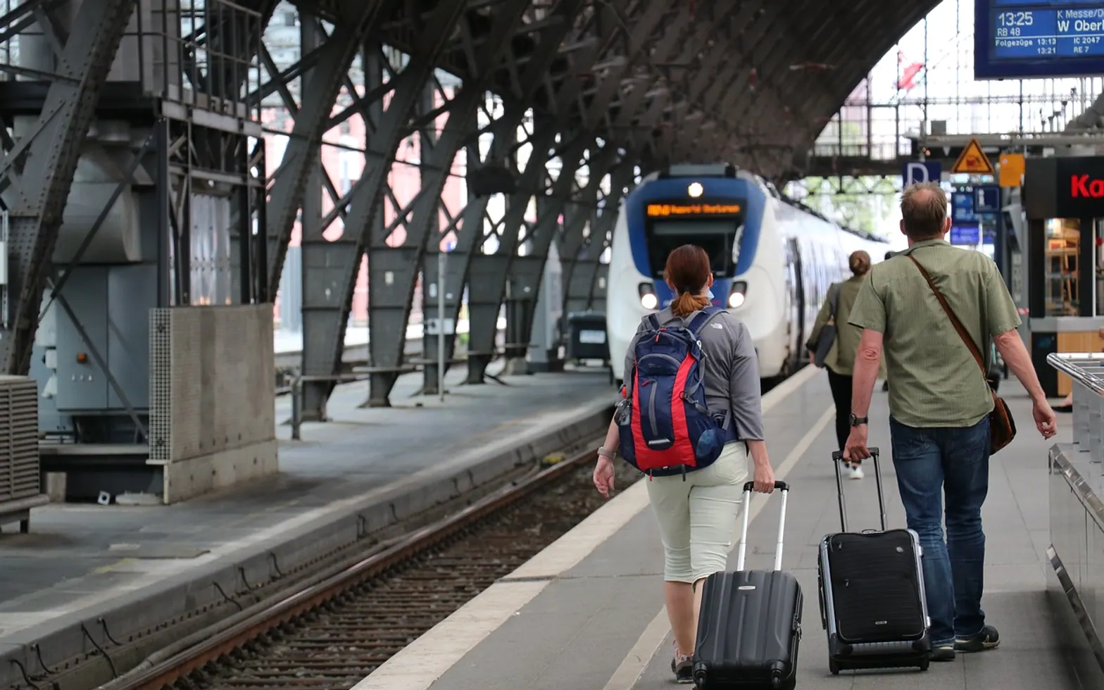 Train station, train and platform